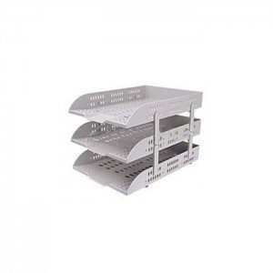 DELI 3 Tier Plastic Document Tray Grey