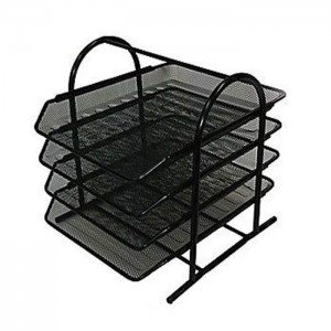 Deluxe Metal Mesh 4 Tier Document Tray  Black