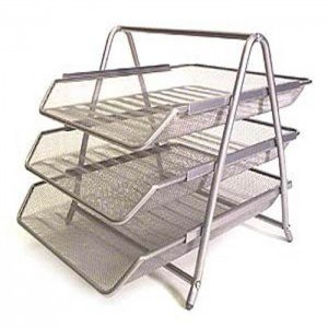 Deluxe Metal Mesh 3 Tier Document Tray Silver
