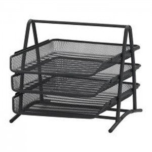 Deluxe Metal Mesh 3 Tier Document Tray Black