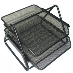 Deluxe Metal Mesh 2 Tier Document Tray Black