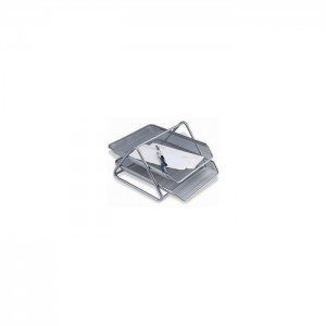 Deluxe Metal Mesh 2 Tier Document Tray Silver