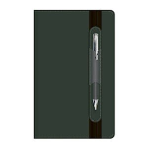 Executive Italian PU Notebook with Pen & Elastic Band Ruled 13x21cm Black
