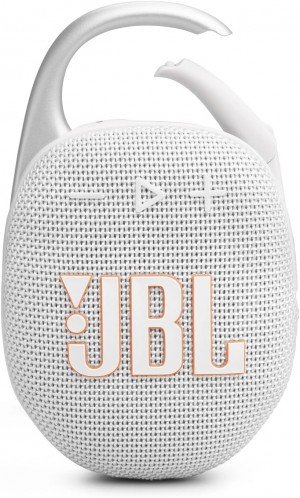 JBL Clip 5 Ultra-portable waterproof speaker with AURACAST, Powerful Audio, Dustproof, Wireless Bluetooth Streaming, 12 Hours of Playtime, White