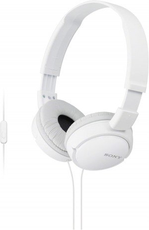 Sony MDR ZX110AP Wired On Ear Headphones with tangle free cable, 3.5mm Mini-jack pin, Headset with Mic for Phone Calls, White