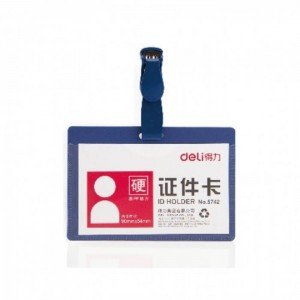 Deli 5742 PVC ID Pass with Clip Blue Pack of 50