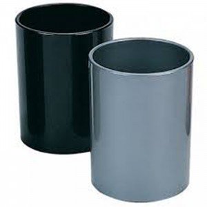 Deli Plastic Pen Stand  Round  Grey 907