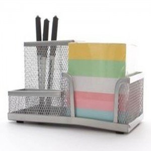 Deluxe Metal Mesh Desktop Organizer  Silver