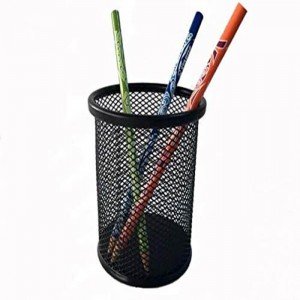 Deluxe Metal Mesh Pen Holder  Round  Black