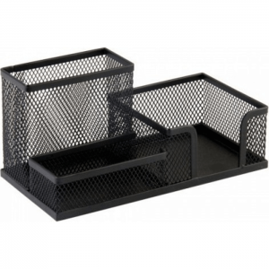 Deluxe AMT A108 Metal Mesh 3 in 1 Desk Organizer, Black