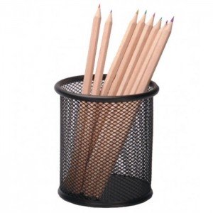 FIS FSPHB8802 Pen Holder - Metal Mesh  Round Net  Black