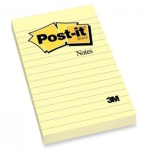 3M PostIt Notes Lined Canary Yellow 660 4inx6in