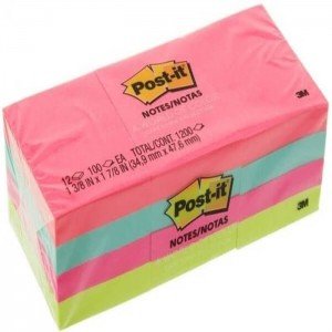 3M PostIt Neon Color 653AN 15inx2in 12padspack