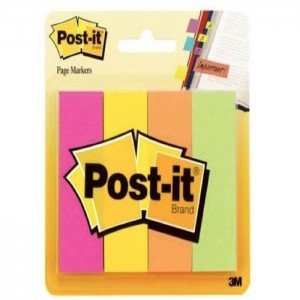 3M PostIt Page Markers Assorted Colors 6714AF 4padspack 50sheets