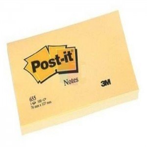 3M PostIt Notes Canary Yellow 655 3inx5in