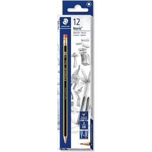 Staedler Noris HB2 Pencil with Eraser Tip 12/box