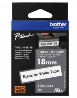 Brother Strong Adhesive TZe-S241 18mm Black on white Labeling Tape