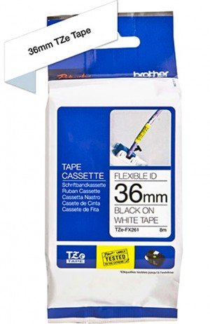Brother Tze FX261 36mm Flexible Black on White Tape