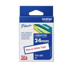 Brother Tze-252 Red on White 24mm Laminated Tape