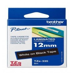 Brother Tze-335 White on Black 12mm Laminated Tape