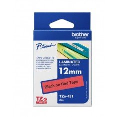 Brother Tze-431 Black on Red 12mm Laminated Tape