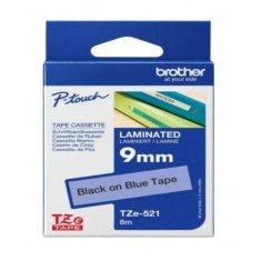 Brother Tze-521 Black on Blue 9mm Laminated Tape 