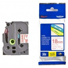 Brother Tze-242 Red on White 18mm Laminated Tape