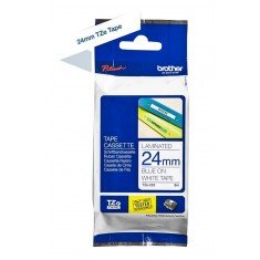 Brother Tze-253 Blue on White 24mm Laminated Tape