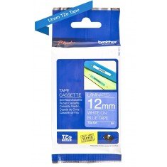 Brother Tze-535 White on Blue 12mm Laminated Tape